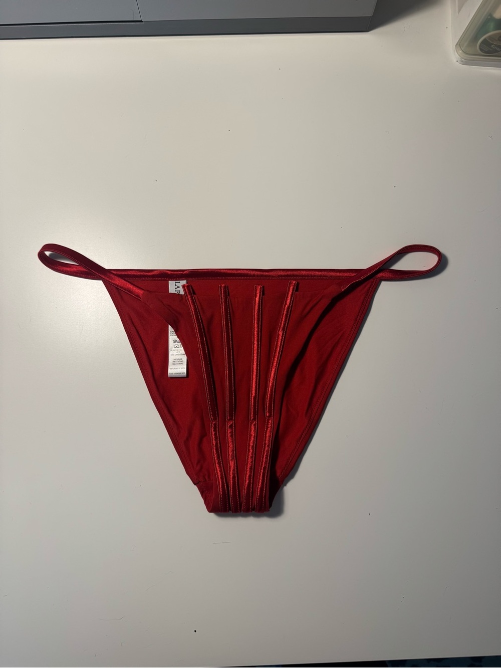 La Perla Red Bikini Bottom with Vertical Strap Detail